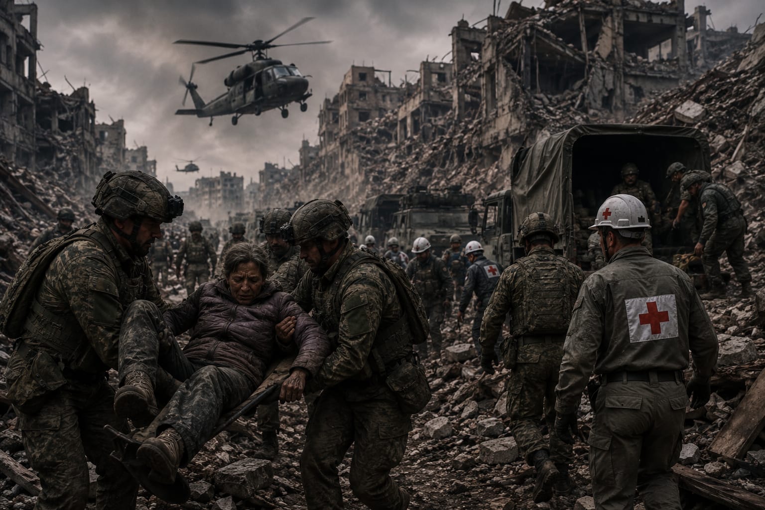 Imagem da operação de resgate em Desolação